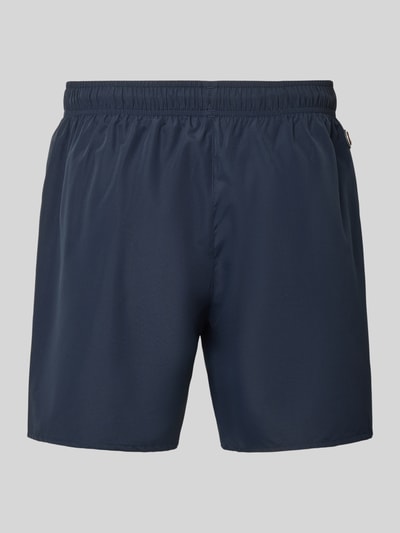 Produktfoto, Badehose mit elastischem Bund Modell 'Solid' von Colmar Originals in Dunkelblau, Gerade Passform, Label-Detail, glatte Struktur