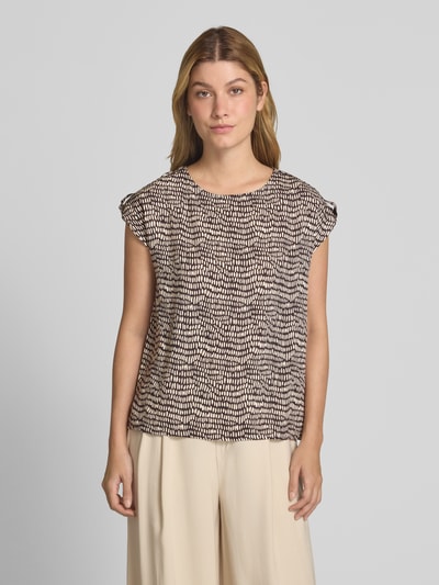 OPUS Regular fit blousetop van pure viscose, model 'Ferena splash' Donkerbruin - 4