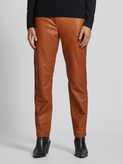 (The Mercer) N.Y. Leren broek met Franse steekzakken Camel gemêleerd - 4