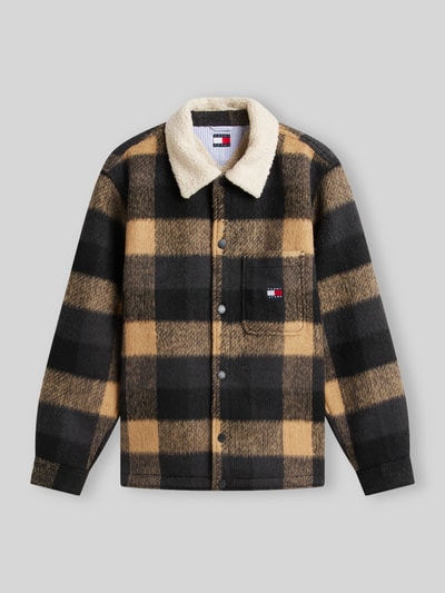 Tommy Jeans Oversized overhemdjack met platte kraag model 'TEDDY COLLAR BRUSHED' Zwart - 2
