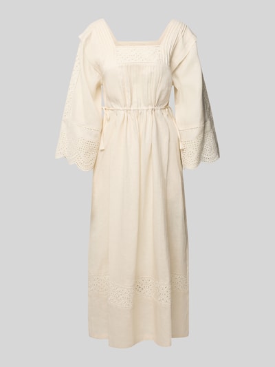 Weekend Max Mara Linnen jurk met broderie anglaise, model 'LUGLIO' Offwhite - 2