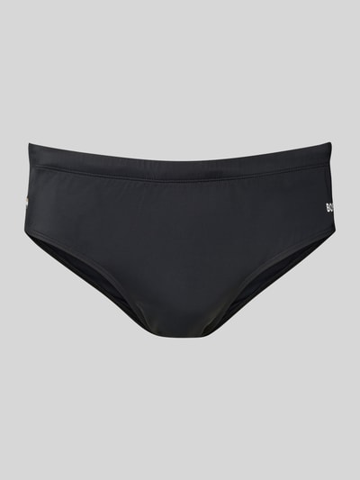 Produktfoto, Badeslip in unifarbenem Design Modell 'JOHN' von BOSS mit Label-Stitching-Applikation, gefertigt aus Stretch-Jersey, Optik: Unifarben, glatte Struktur.