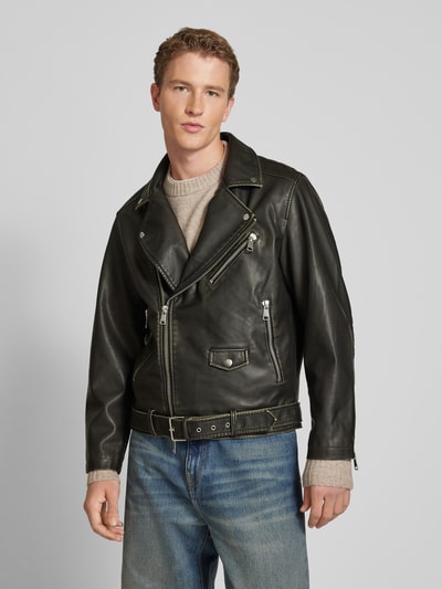 Jack & Jones Bikerjacke mit Reißverschlusstaschen Modell 'EATON' Black 4