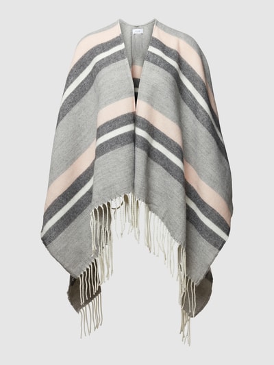 Vila Poncho met streepmotief, model 'Videnise' Lichtgrijs - 2