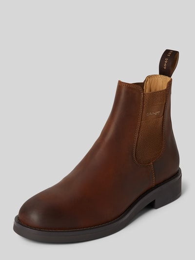 Gant Chelsea boots van leer met labeldetail, model 'Prepdale' Middenbruin - 1