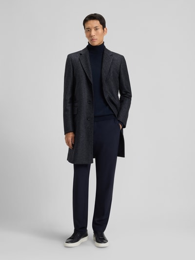 BOSS Płaszcz o kroju krój slim fit z domieszką wełny dziewiczej model 'H-HYDE-J-BIB-PAD-254' Granatowy 1