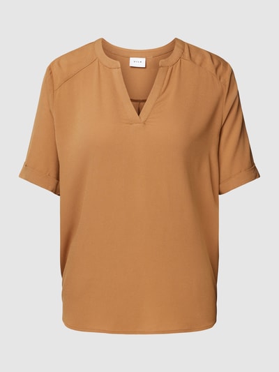 Vila Bluse mit V-Ausschnitt Modell 'OASHLY' Camel 2