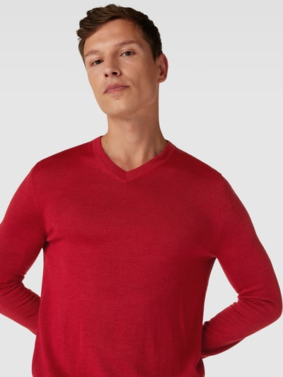 Christian Berg Men Sweter z dzianiny z wełny jagnięcej Czerwony melanż 3
