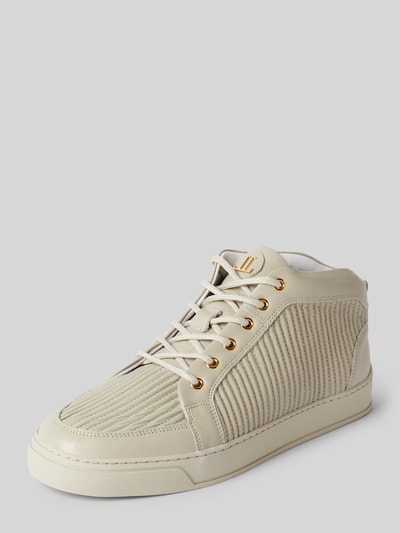 Leandro Lopes Ledersneaker mit Strukturmuster Modell 'Ezio' Beige 1