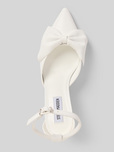 Produktfoto, Pumps mit Zierschleife Modell 'Lorina' von Steve Madden, biały skórzany miks, spiczasty krój, gładka podeszwa, obcas 9 cm, wysokość cholewki 10 cm