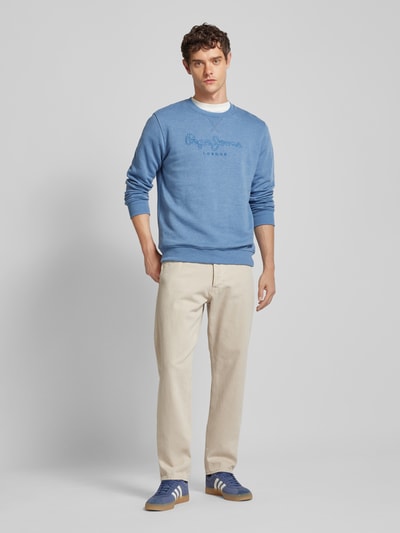 Pepe Jeans Sweatshirt mit Label-Stitching Modell 'Nouvel' Blau 1