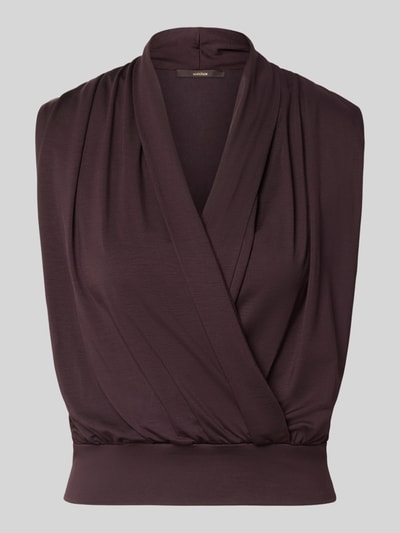 Produktfoto, Regular Fit Bluse aus Lyocell-Mix von windsor. in Dunkelbraun mit V-Ausschnitt, Raffungen, ärmellos, glatte Textur, Damenmode.