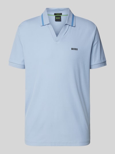 BOSS Green Poloshirt mit Label-Print Hellblau 1