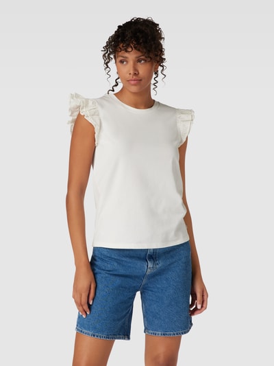Marc O'Polo DENIM T-shirt z czystej bawełny z falbanami Złamany biały 4