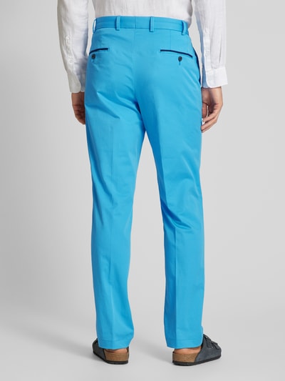 Hiltl Slim fit broek met persplooien, model 'PEAKER' Aquablauw - 5