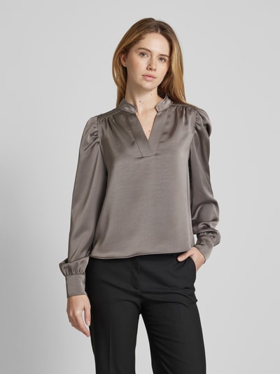 Neo Noir Regular Fit Bluse mit V-Ausschnitt Modell 'Rosslyn' Taupe 4