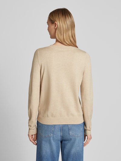 s.Oliver RED LABEL Cropped Strickpullover aus Viskose-Mix mit geripptem Rundhalsausschnitt Beige 5