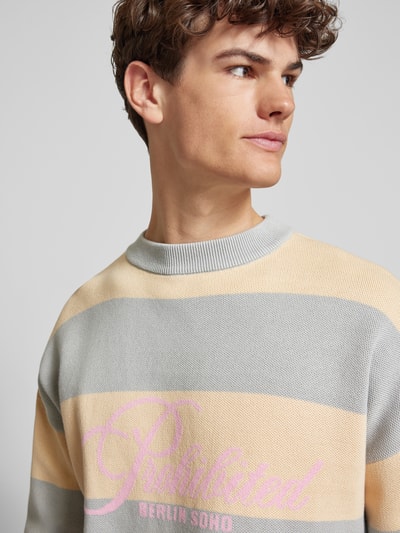 PROHIBITED Gebreide pullover met labelprint Lichtgrijs - 3