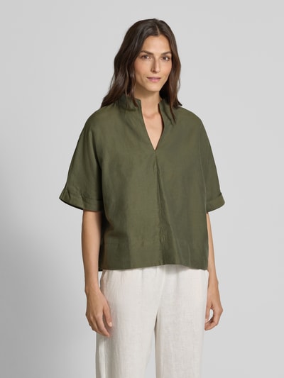 ETERNA Loose Fit Blusenshirt aus Baumwoll-Leinen-Mix Oliv 4