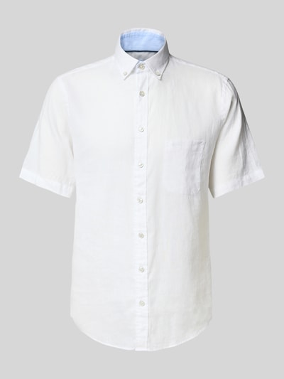 Fynch-Hatton Regular Fit Freizeithemd aus Leinen-Baumwoll-Mix Weiss 2