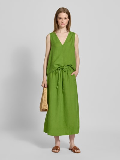 Selected Femme Uitlopende midirok van puur linnen, model 'LINNA' Grasgroen - 1