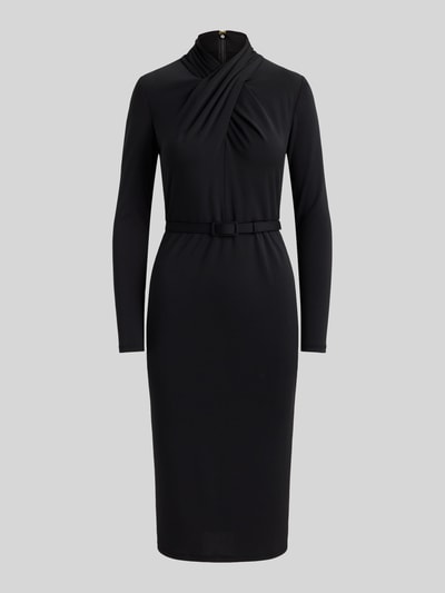 Lauren Ralph Lauren Midi-jurk met gedrapeerde wikkelcol Zwart - 2