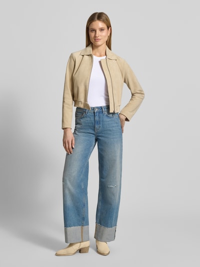 MM by Max Mara Top w efekcie prążkowania z okrągłym dekoltem Złamany biały 1