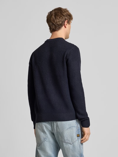 Jack & Jones Strickpullover mit gerippten Abschlüssen Modell 'PAUL' Marine 5
