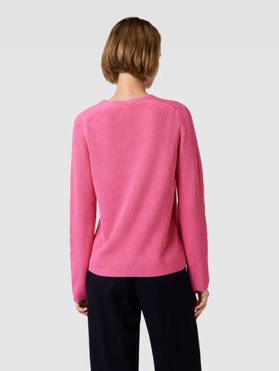 Tom Tailor Gebreide pullover in effen design met V-hals Felroze - 5