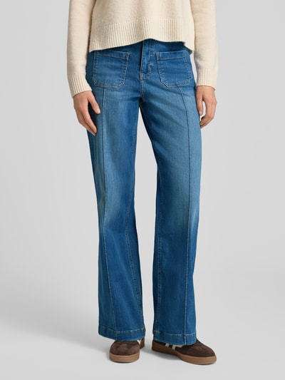 OPUS PANTS Jeans mit weitem Bein und Längsnähten Modell 'Melly Groove' Blau 4