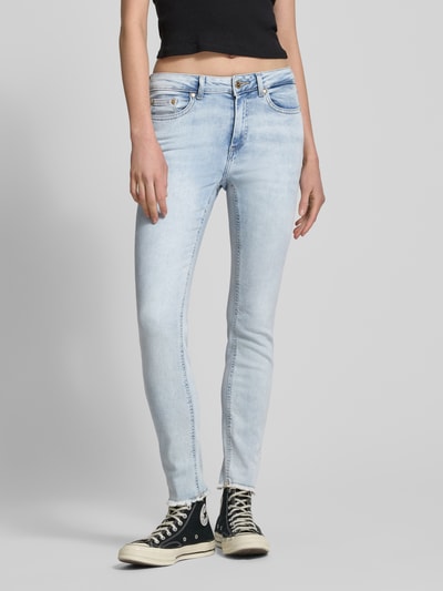 Only Skinny Fit Jeans aus Baumwoll-Mix mit Fransen Modell 'BLUSH' Jeansblau 4