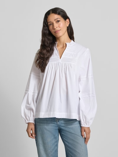 Emily Van den Bergh Bluzka o kroju regular fit z kołnierzem z lamówką Biały 4