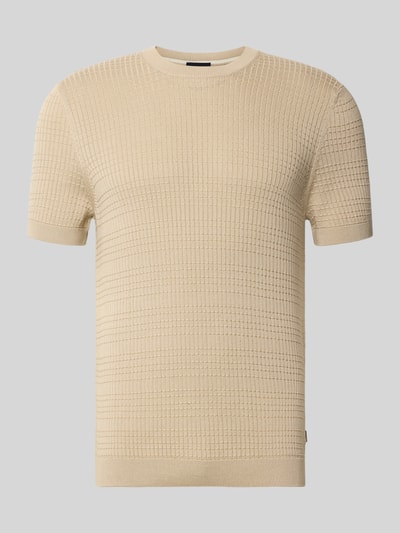 Produktfoto, Strickshirt mit Strukturmuster Modell 'Elio' von JOOP! COLLECTION aus Reine Baumwolle im Slim-Fit mit Rundhalsausschnitt, beige, Herren