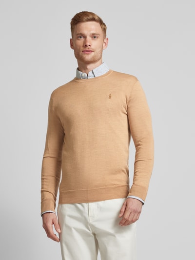 Polo Ralph Lauren Gebreid jack met logostitching Camel - 4