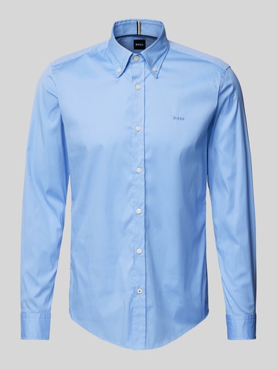 BOSS Regular fit zakelijk overhemd met labelstitching, model 'Roan' Bleu - 2