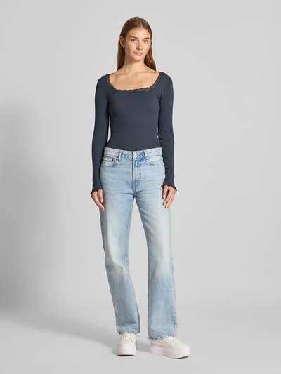 Only Slim fit shirt met lange mouwen van puur katoen, model 'XENA' Rookblauw - 1