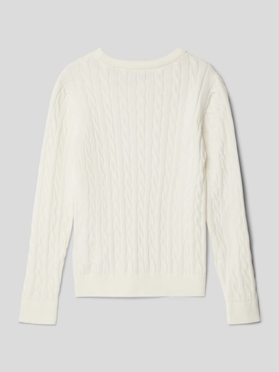 Gant Strickpullover mit Zopfmuster Modell 'SHIELD' Offwhite 3