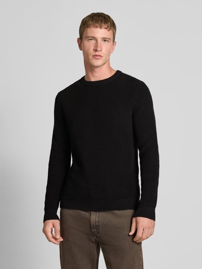 REVIEW Gebreide pullover met structuurmotief Zwart - 4