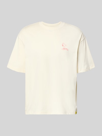Produktfoto, Regular Fit T-Shirt aus reiner Baumwolle Modell 'PEANUTS' von Only & Sons in Weiß mit Peanuts® Print, kurzarm, Jersey-Struktur