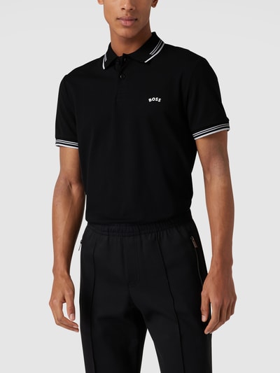 BOSS Green Slim Fit Poloshirt mit Kontraststreifen Modell 'Paul Curved' Black 4