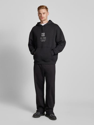 HUGO Hoodie met labelprint, model 'Dflohood' Zwart - 1