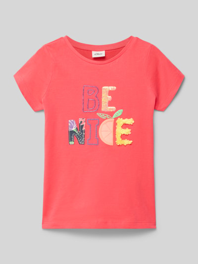 s.Oliver RED LABEL męski t-shirt o kroju regular fit z czystej bawełny Koralowy 1