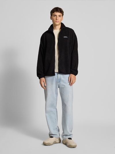 REVIEW Fleecejacke mit Stehkragen und Label-Detail Black 1
