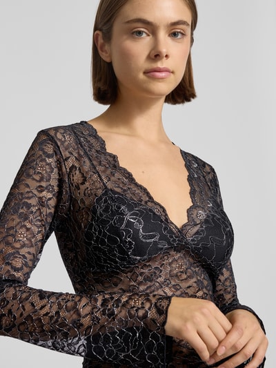 ONLY Regular Fit Blusentop mit Effektgarn-Muster Modell 'CHLOE' Black 3