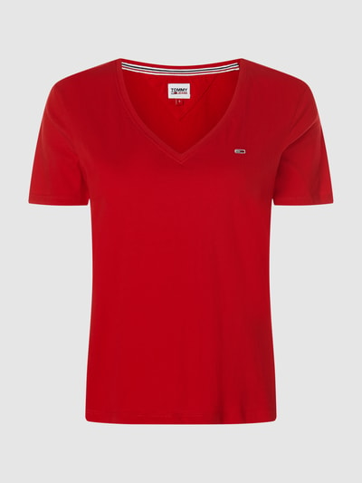 Tommy Jeans Slim fit T-shirt van biologisch katoen  Donkerrood - 1