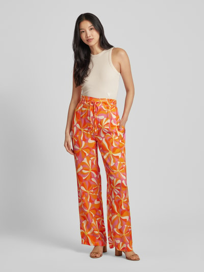 Frieda & Freddies Stoffen broek van viscose met all-over print Oranje - 1