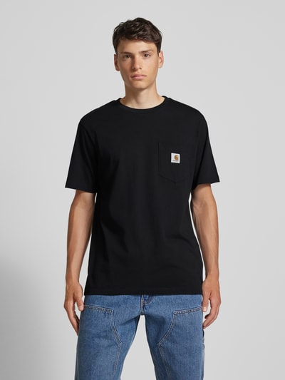 Carhartt Work In Progress T-shirt met labelpatch, model 'POCKET' Zwart - 4