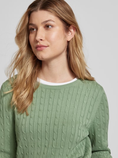 Christian Berg Woman Gebreide pullover met kabelpatroon Rietgroen - 3