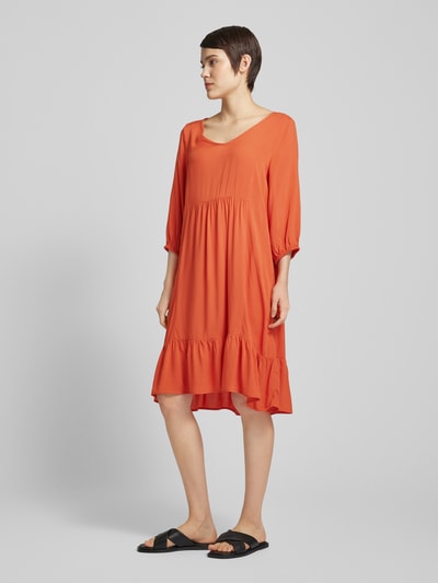 Soyaconcept Knielanges Kleid mit V-Ausschnitt Modell 'Radia' Orange 1