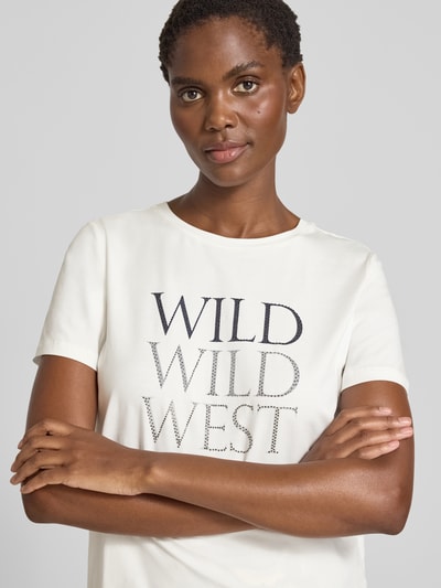 comma T-shirt z nadrukiem ze sloganem Złamany biały 3